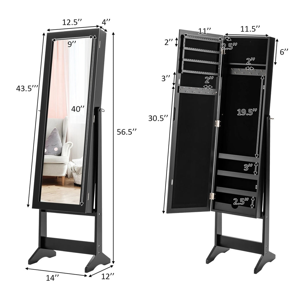Vanity Mirror Tilting Jewelry Cabinet Organizer Storage Box Black | eBay