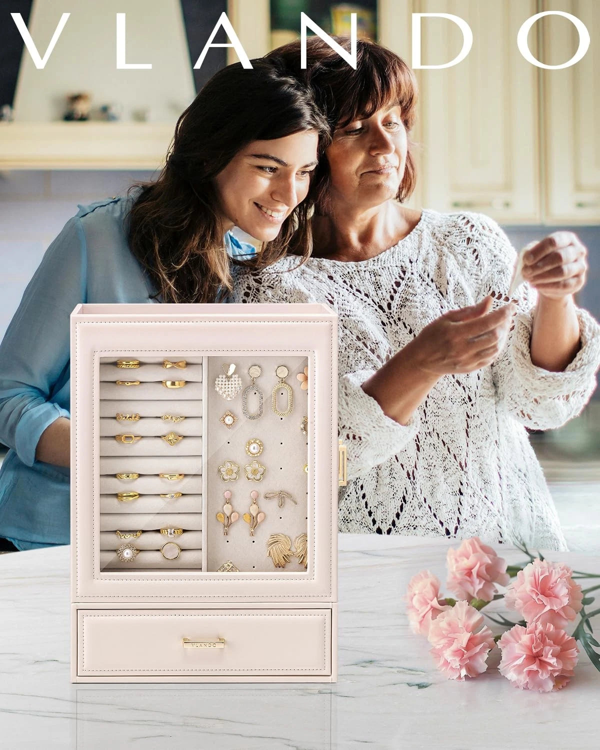 Large Jewelry Organizer with Glass Window Jewelry Box for Necklaces Earrings ... | eBay