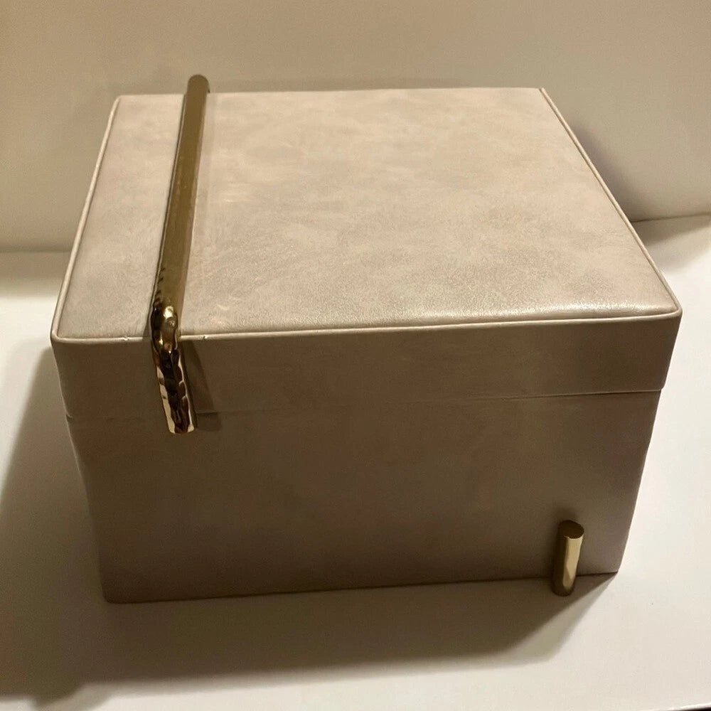 Cream Jewelry Box with Gold Accents - Faux Leather | eBay