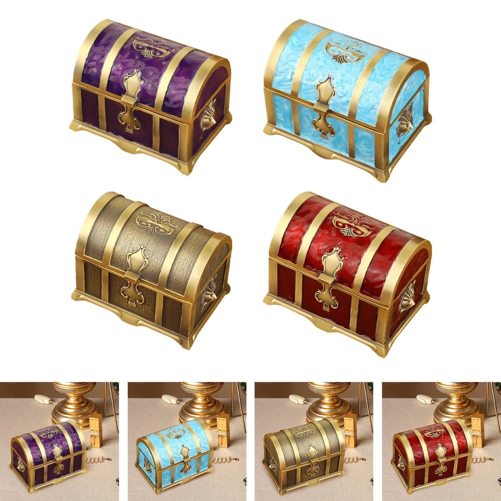 Jewelry Box Organizer Ring Tray Treasure Chest Box Holder Jewelry Storage Box | eBay