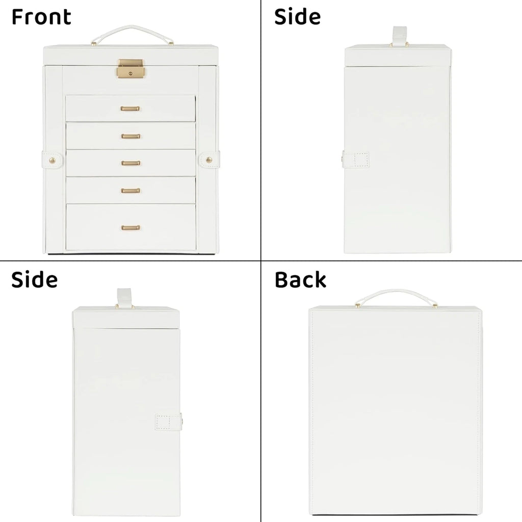 Large 6-Tier Jewelry Box Lockable Leather Jewelry Storage Case with 5 Drawers fo | eBay