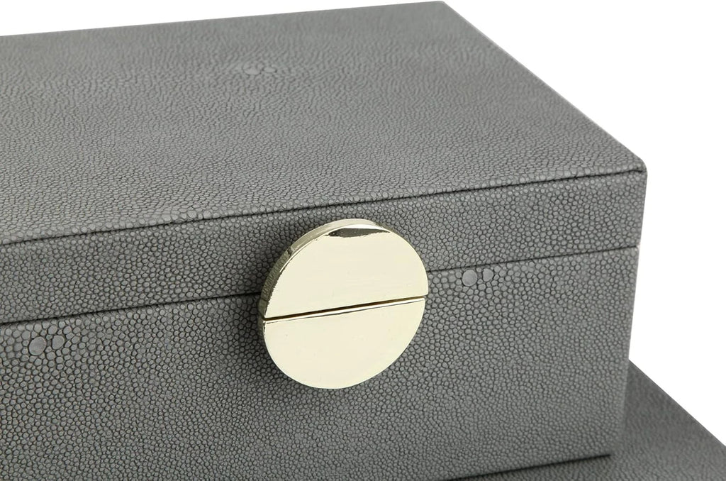 Faux Leather Jewelry Box with Gold Hardware Accents Set of 2 (Dark Gray) | eBay