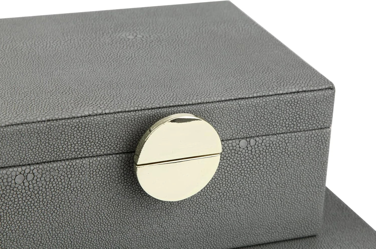 Faux Leather Jewelry Box with Gold Hardware Accents Set of 2 (Dark Gray) | eBay